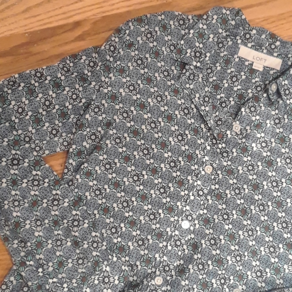Loft Button Down Flowered Blouse